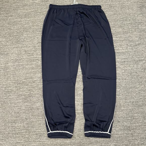 Negative Supreme Jogger Pants Women XL Navy Blue Satin Drawstring Slinky Sleep - Picture 2 of 11